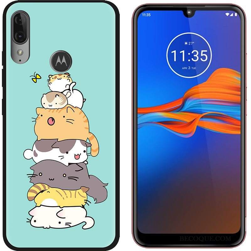 Futerał Moto E6 Plus Kreskówka Płótnona Telefon, Etui Moto E6 Plus Kolor Czarny Zielony