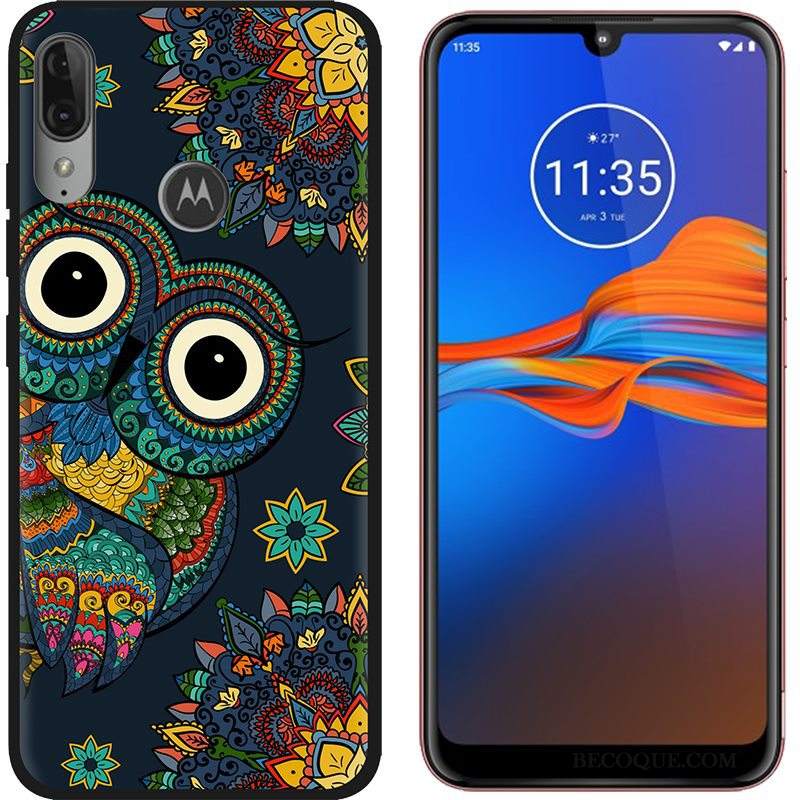 Futerał Moto E6 Plus Kreskówka Płótnona Telefon, Etui Moto E6 Plus Kolor Czarny Zielony