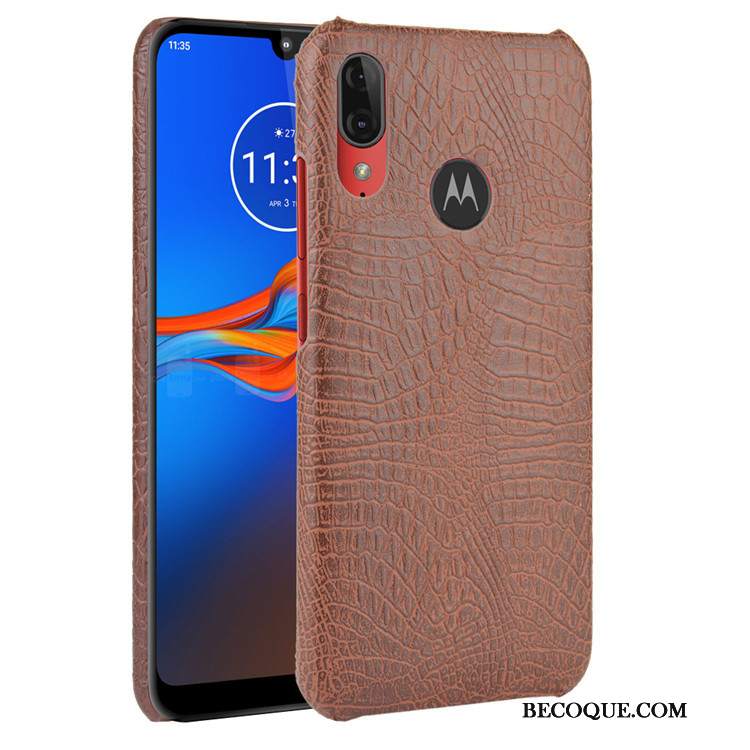 Futerał Moto E6 Plus Skóra Tendencja Trudno, Etui Moto E6 Plus Ochraniacz Czarny Wzór Krokodyla