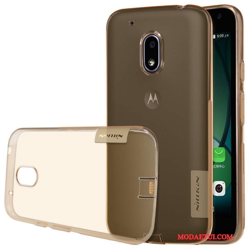 Futerał Moto G4 Play Miękki Przezroczysty Złoto, Etui Moto G4 Play Ochraniacz Anti-fall Srebro