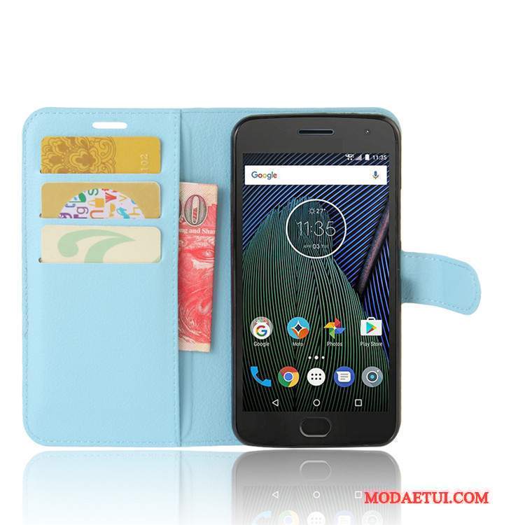 Futerał Moto G5 Ochraniacz Jasny Niebieski Karta, Etui Moto G5 Skóra