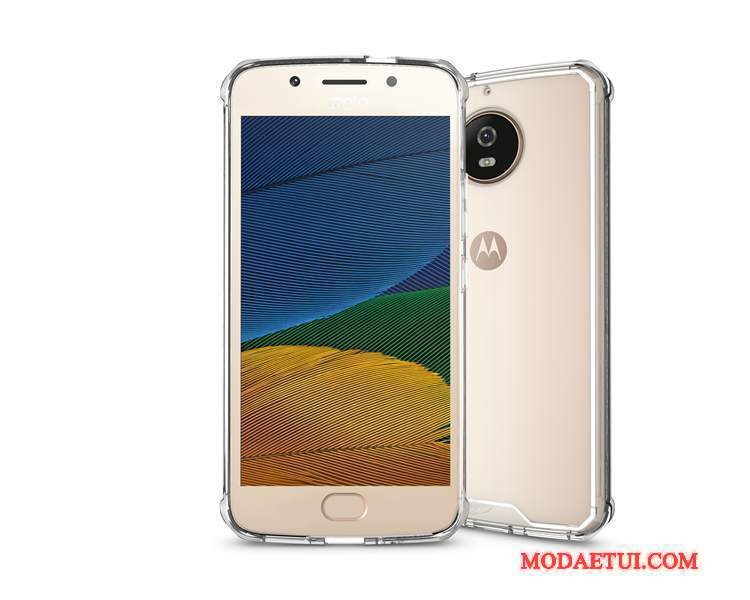 Futerał Moto G5s Plus Miękki Odporny Na Zarysowania Czerwony, Etui Moto G5s Plus Ochraniacz Przezroczysty Anti-fall