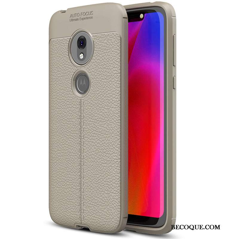 Futerał Moto G7 Play Miękki Litchi Czarny, Etui Moto G7 Play Silikonowe Wzór Proste