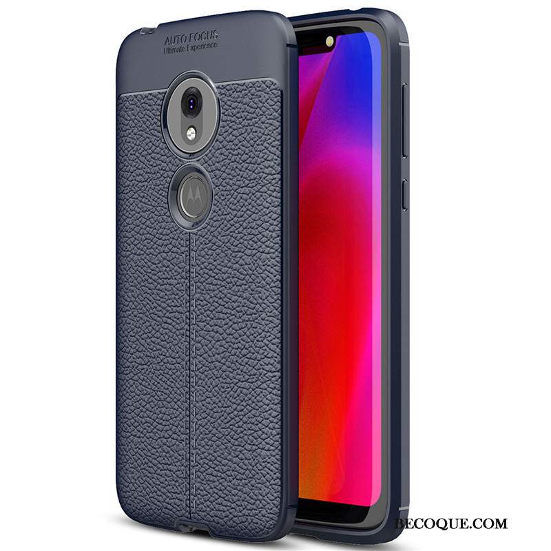 Futerał Moto G7 Play Miękki Litchi Czarny, Etui Moto G7 Play Silikonowe Wzór Proste