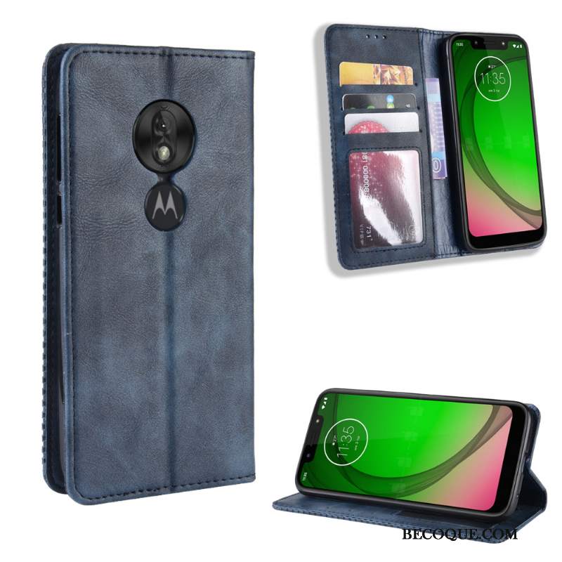 Futerał Moto G7 Play Skóra Wzór Anti-fall, Etui Moto G7 Play Vintage Tendencja Karta