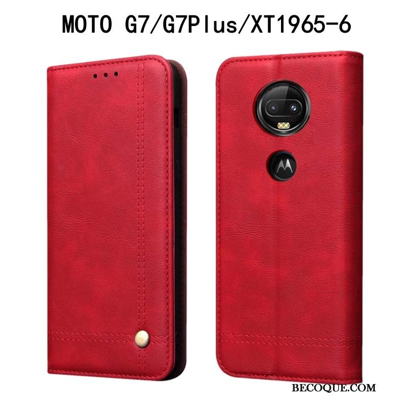Futerał Moto G7 Plus Ochraniacz Na Telefon Anti-fall, Etui Moto G7 Plus Skóra Czerwony