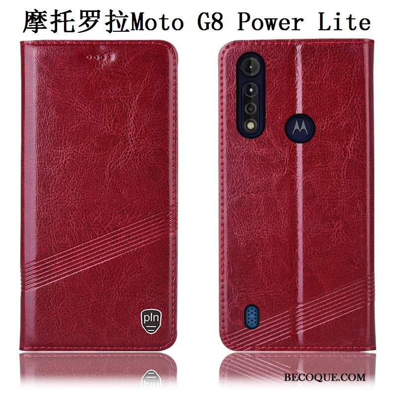 Futerał Moto G8 Power Lite Ochraniacz Anti-fall Wzór, Etui Moto G8 Power Lite Skóra Czarnyna Telefon