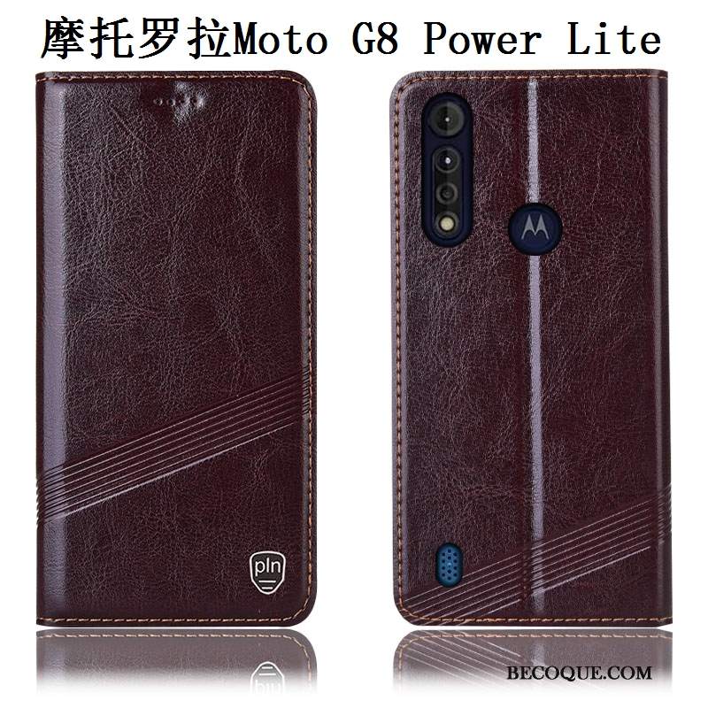 Futerał Moto G8 Power Lite Ochraniacz Anti-fall Wzór, Etui Moto G8 Power Lite Skóra Czarnyna Telefon