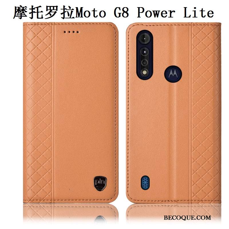 Futerał Moto G8 Power Lite Skóra Brązowyna Telefon, Etui Moto G8 Power Lite Torby Anti-fall