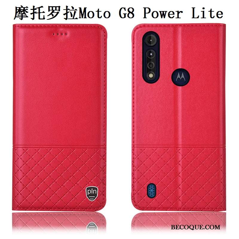 Futerał Moto G8 Power Lite Skóra Niebieski Anti-fall, Etui Moto G8 Power Lite Na Telefon