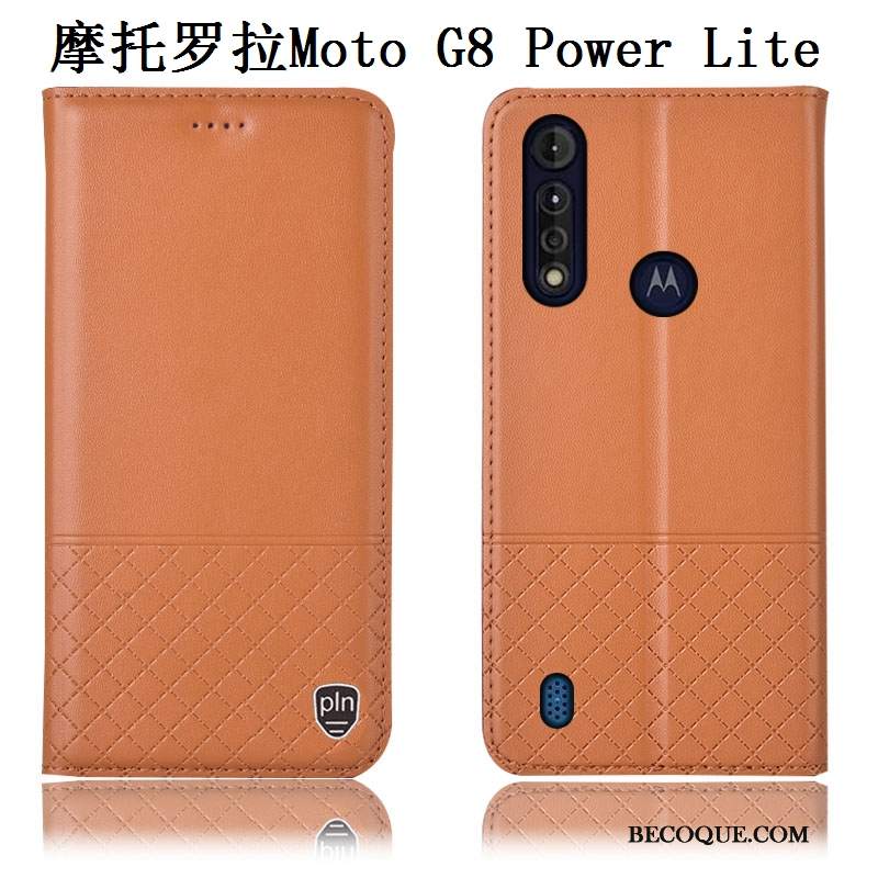 Futerał Moto G8 Power Lite Skóra Niebieski Anti-fall, Etui Moto G8 Power Lite Na Telefon