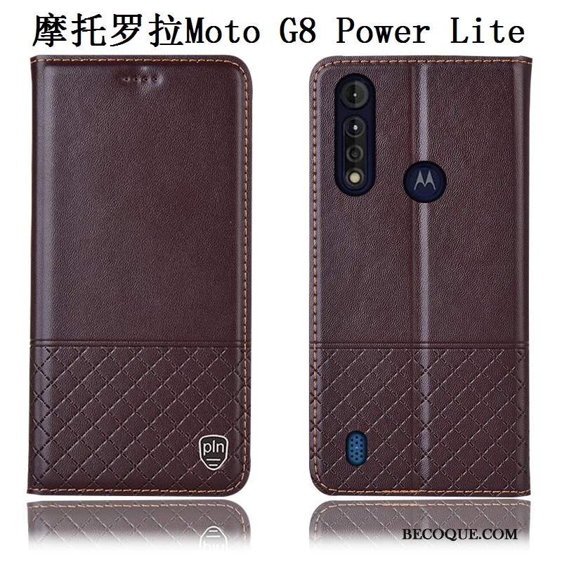 Futerał Moto G8 Power Lite Skóra Niebieski Anti-fall, Etui Moto G8 Power Lite Na Telefon