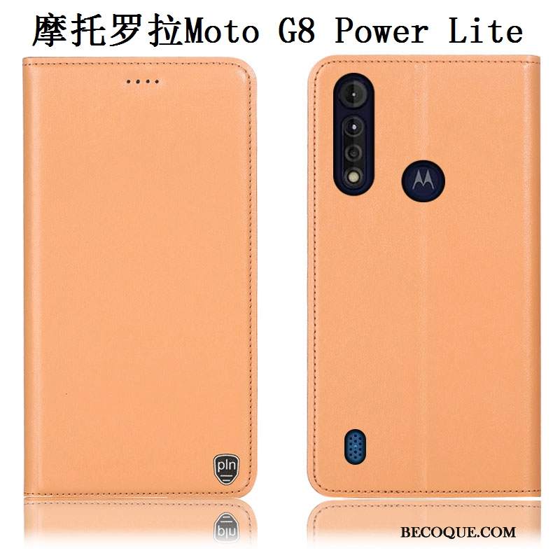 Futerał Moto G8 Power Lite Skóra Wzórna Telefon, Etui Moto G8 Power Lite Ochraniacz Anti-fall Żółty