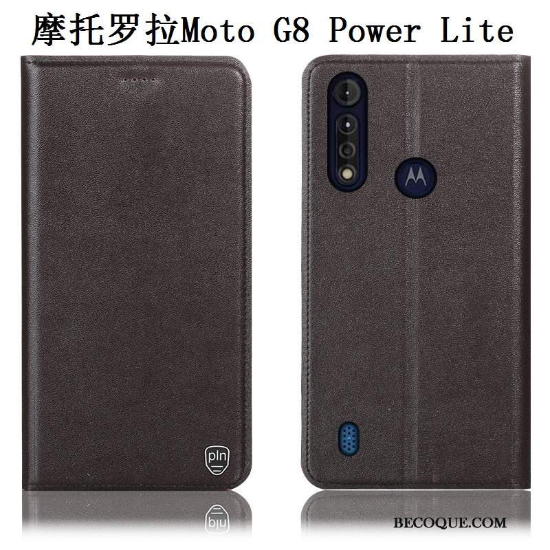 Futerał Moto G8 Power Lite Skóra Wzórna Telefon, Etui Moto G8 Power Lite Ochraniacz Anti-fall Żółty