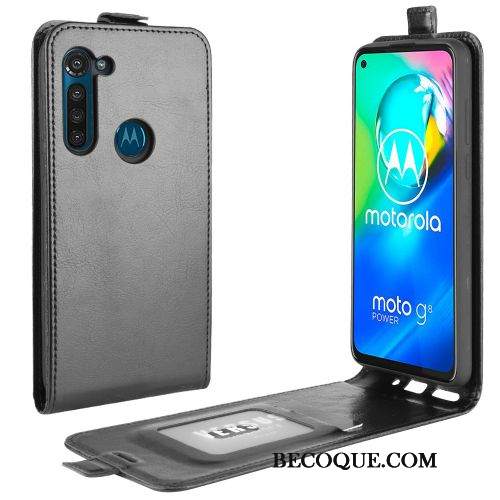 Futerał Moto G8 Power Ochraniacz Karta Czarny, Etui Moto G8 Power Wspornik Biznes Tendencja