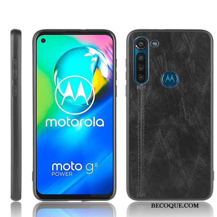 Futerał Moto G8 Power Torby Trudnona Telefon, Etui Moto G8 Power Skóra Anti-fall Czarny