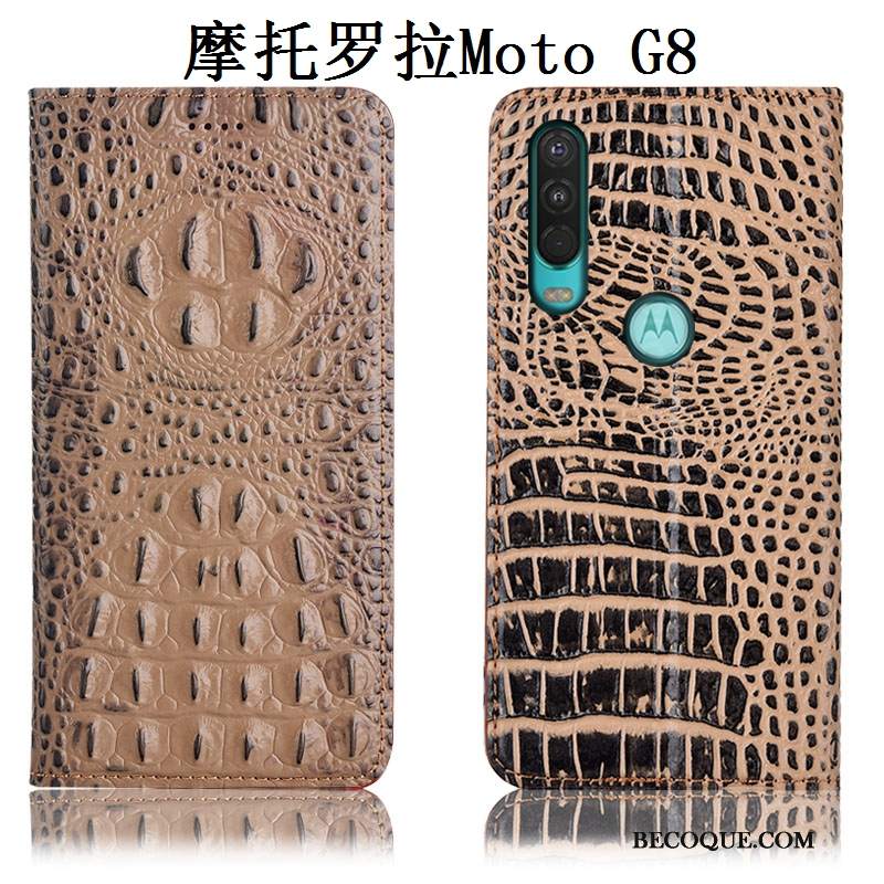 Futerał Moto G8 Skóra Anti-fallna Telefon, Etui Moto G8 Czarny
