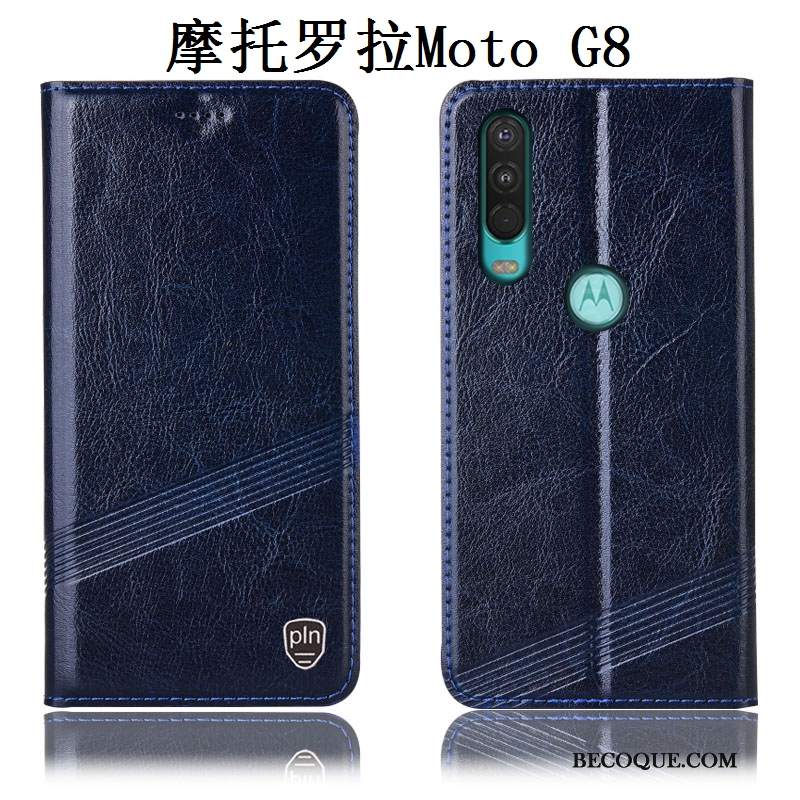 Futerał Moto G8 Skóra Czerwonyna Telefon, Etui Moto G8 Ochraniacz Anti-fall