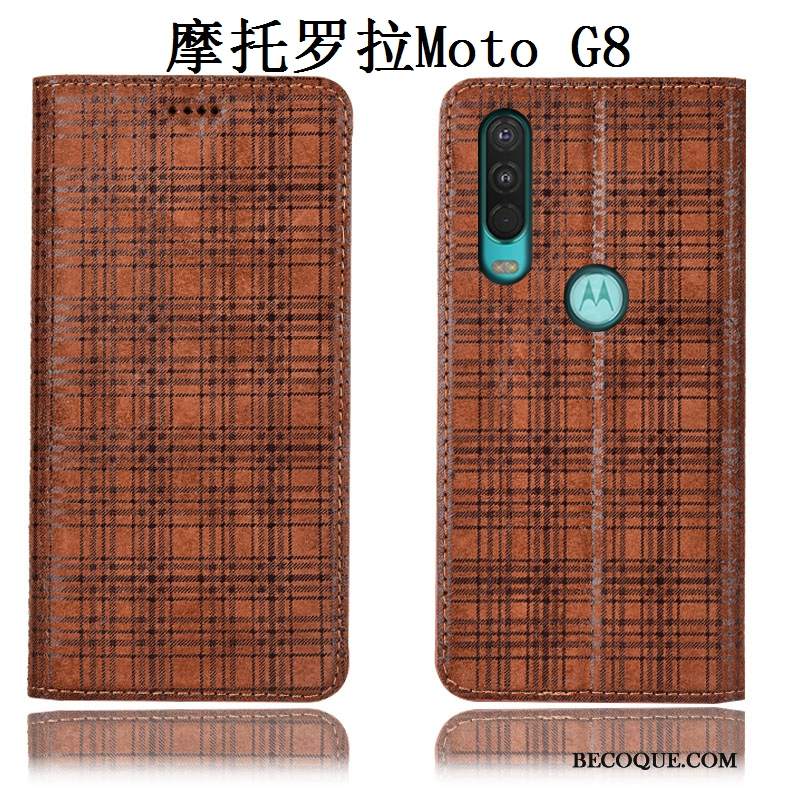 Futerał Moto G8 Skóra Szary Aksamit, Etui Moto G8 Torby Na Telefon