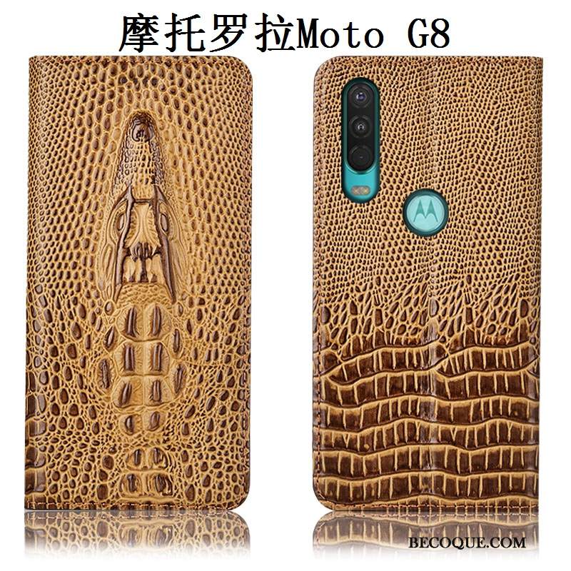 Futerał Moto G8 Torby Anti-fall Żółty, Etui Moto G8 Skóra Na Telefon