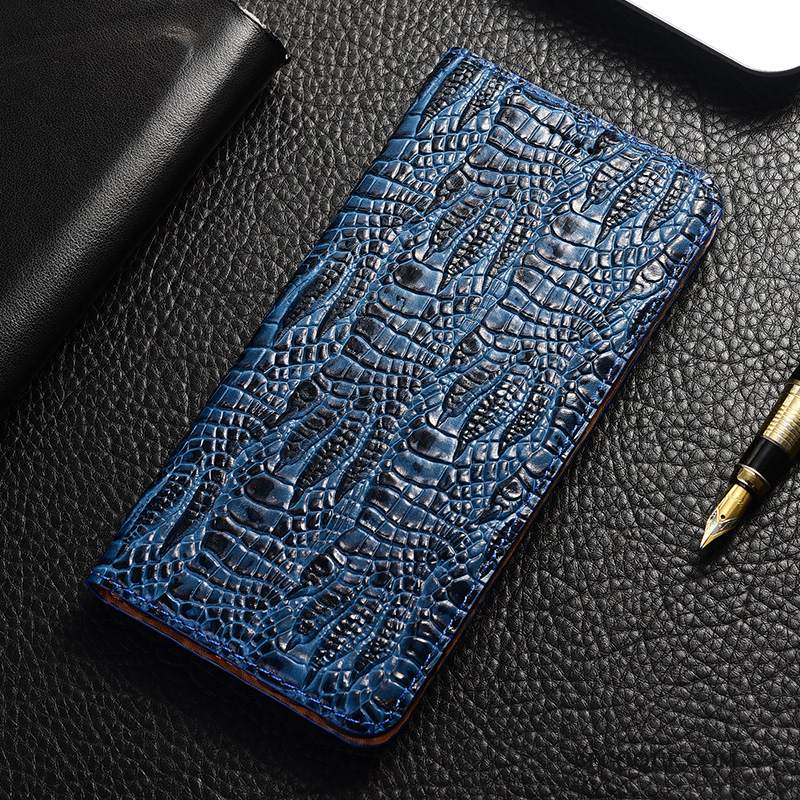 Futerał Moto G8 Torby Niebieski Krokodyl, Etui Moto G8 Skóra Na Telefon