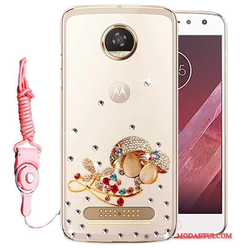 Futerał Moto Z2 Play Rhinestone Na Telefon Złoto, Etui Moto Z2 Play Ochraniacz