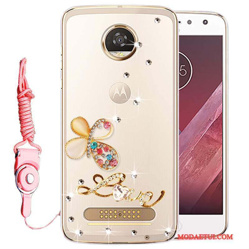 Futerał Moto Z2 Play Rhinestone Na Telefon Złoto, Etui Moto Z2 Play Ochraniacz