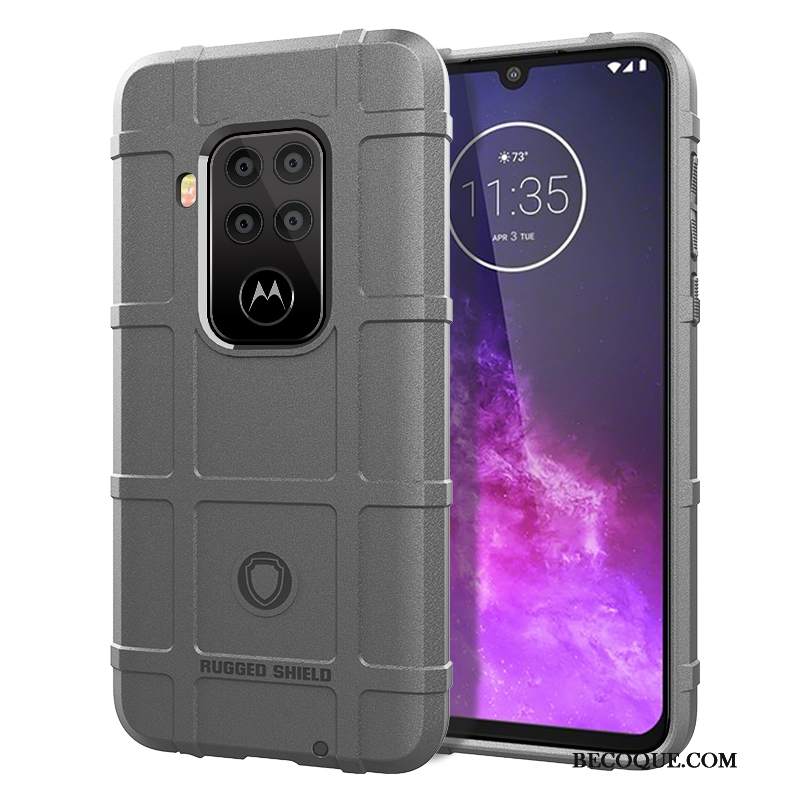 Futerał Motorola One Zoom Silikonowe Anti-fall Pu, Etui Motorola One Zoom Miękki Na Telefon Czarny