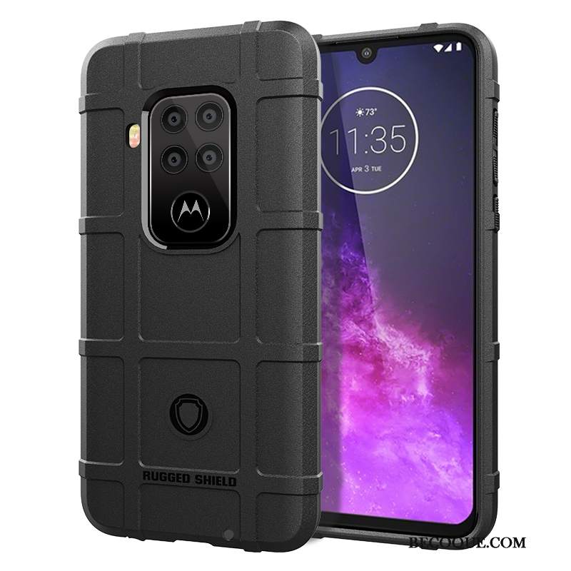 Futerał Motorola One Zoom Silikonowe Anti-fall Pu, Etui Motorola One Zoom Miękki Na Telefon Czarny