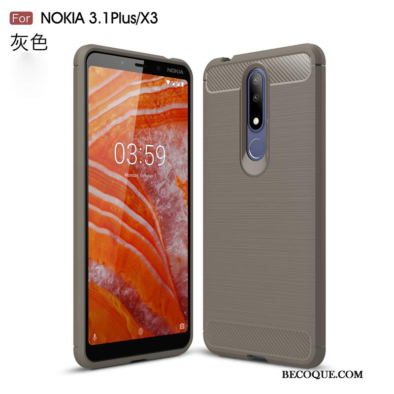 Futerał Nokia 3.1 Plus Miękki Wzór Szary, Etui Nokia 3.1 Plus Silikonowe Tendencjana Telefon