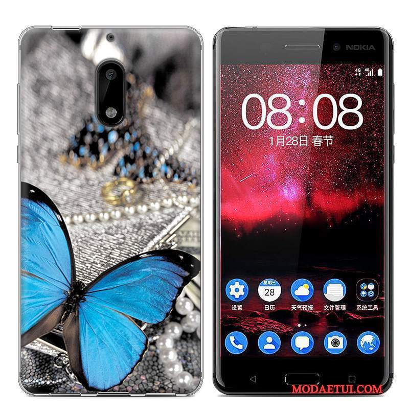 Futerał Nokia 6 Kolor Na Telefon Niebieski, Etui Nokia 6 Kreskówka Tendencja