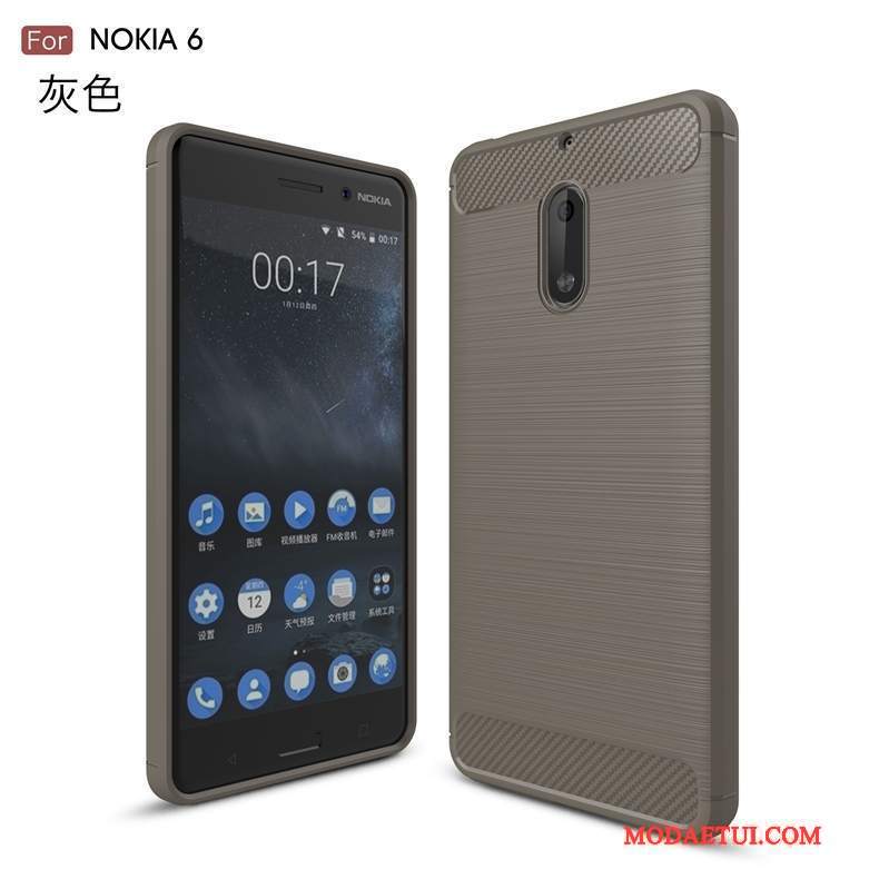 Futerał Nokia 6 Ochraniacz Anti-fall Włókno, Etui Nokia 6 Miękki Czarny Wzór