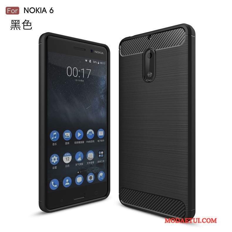 Futerał Nokia 6 Ochraniacz Anti-fall Włókno, Etui Nokia 6 Miękki Czarny Wzór