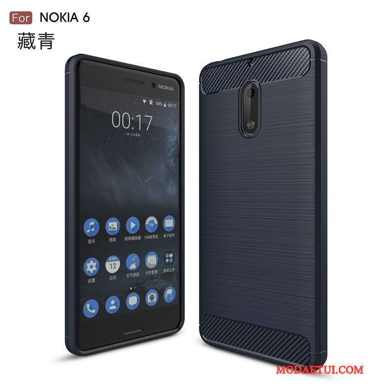 Futerał Nokia 6 Ochraniacz Anti-fall Włókno, Etui Nokia 6 Miękki Czarny Wzór