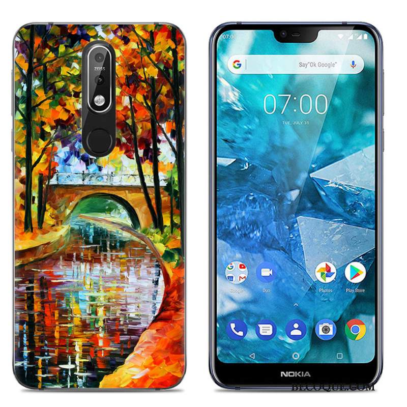 Futerał Nokia 7.1 Miękki Tendencja Duży, Etui Nokia 7.1 Kreskówka Przezroczystyna Telefon