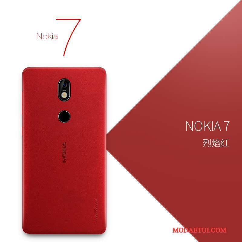 Futerał Nokia 7 Luksusowy Żółty Pomarańczowy, Etui Nokia 7 Skóra Na Telefon Cienkie