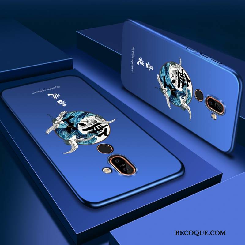 Futerał Nokia 7 Plus Kreatywne Nubuku Niebieski, Etui Nokia 7 Plus Osobowośćna Telefon