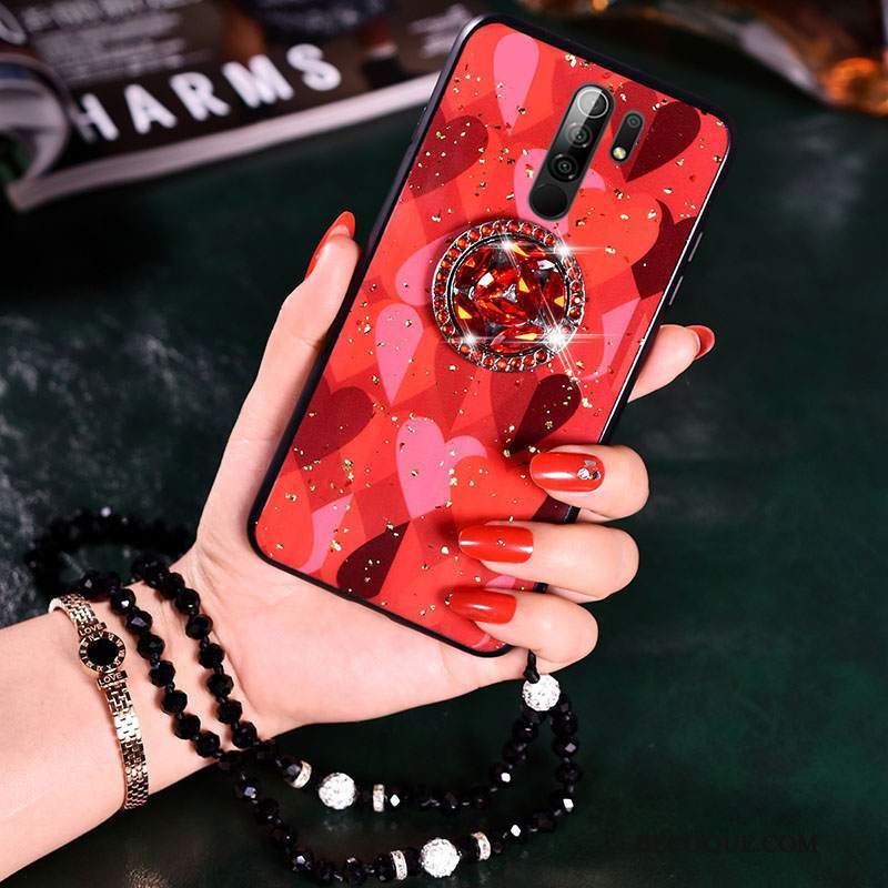 Futerał Redmi 9 Moda Czerwony Netto Tendencja, Etui Redmi 9 Miękki Anti-fall Mały