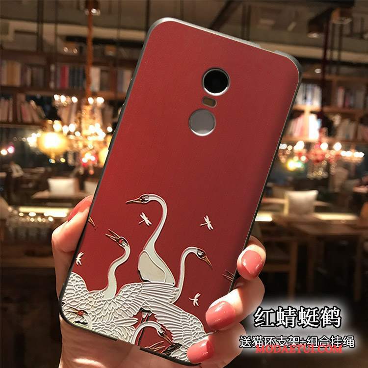 Futerał Redmi Note 4x Miękki Czarny Czerwony, Etui Redmi Note 4x Relief Nubuku Wysoki