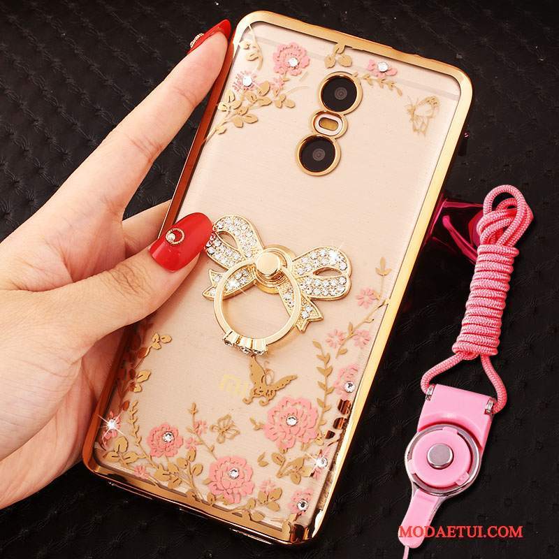 Futerał Redmi Note 4x Rhinestone Wiszące Ozdoby Złoto, Etui Redmi Note 4x Mały Czerwony