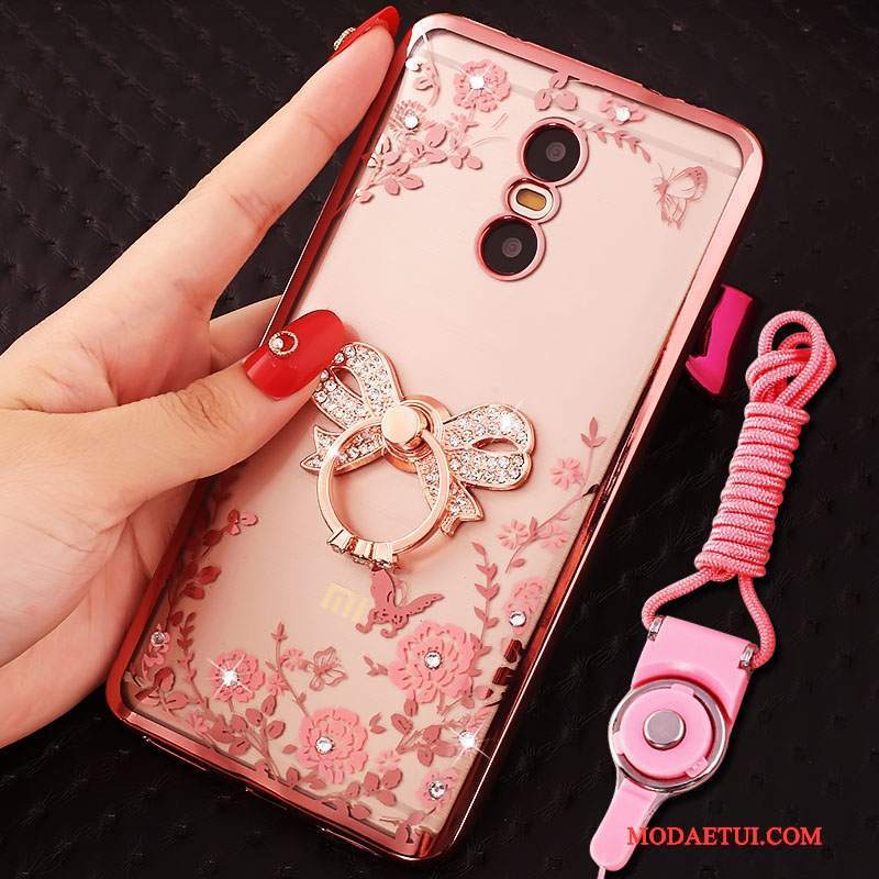 Futerał Redmi Note 4x Rhinestone Wiszące Ozdoby Złoto, Etui Redmi Note 4x Mały Czerwony