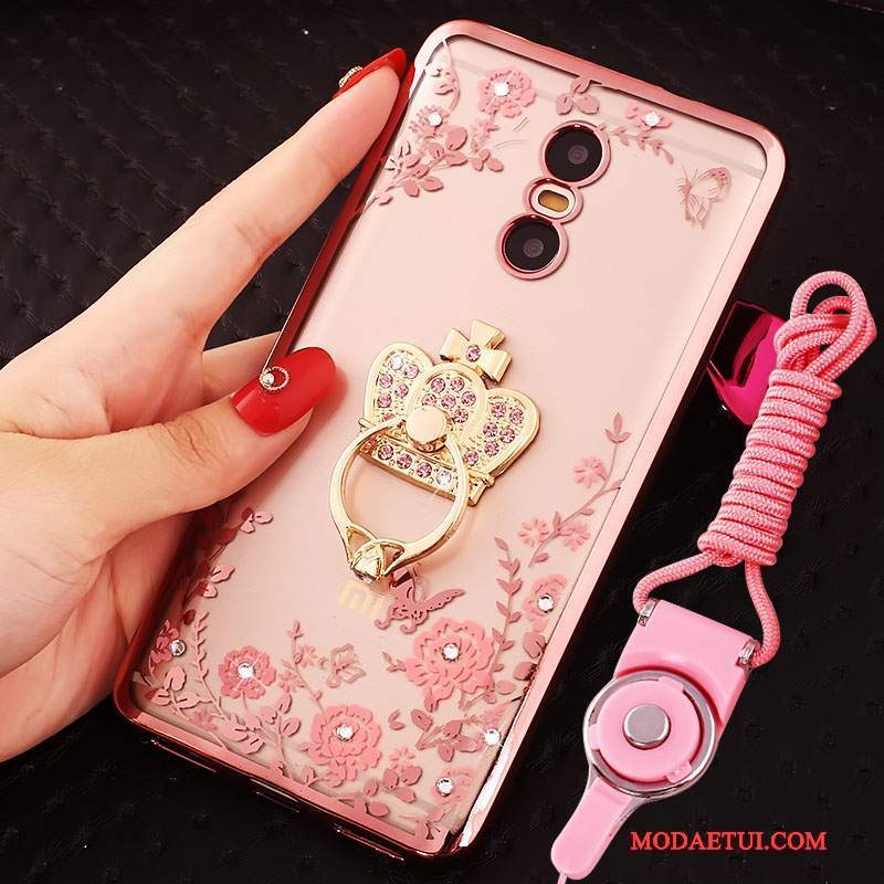 Futerał Redmi Note 4x Rhinestone Wiszące Ozdoby Złoto, Etui Redmi Note 4x Mały Czerwony