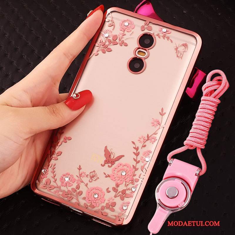 Futerał Redmi Note 4x Rhinestone Wiszące Ozdoby Złoto, Etui Redmi Note 4x Mały Czerwony