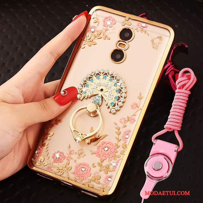 Futerał Redmi Note 4x Rhinestone Wiszące Ozdoby Złoto, Etui Redmi Note 4x Mały Czerwony