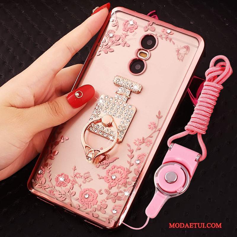 Futerał Redmi Note 4x Rhinestone Wiszące Ozdoby Złoto, Etui Redmi Note 4x Mały Czerwony