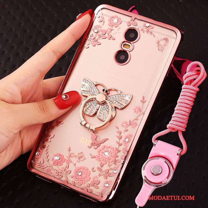 Futerał Redmi Note 4x Rhinestone Wiszące Ozdoby Złoto, Etui Redmi Note 4x Mały Czerwony