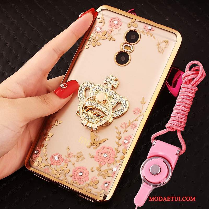 Futerał Redmi Note 4x Rhinestone Wiszące Ozdoby Złoto, Etui Redmi Note 4x Mały Czerwony