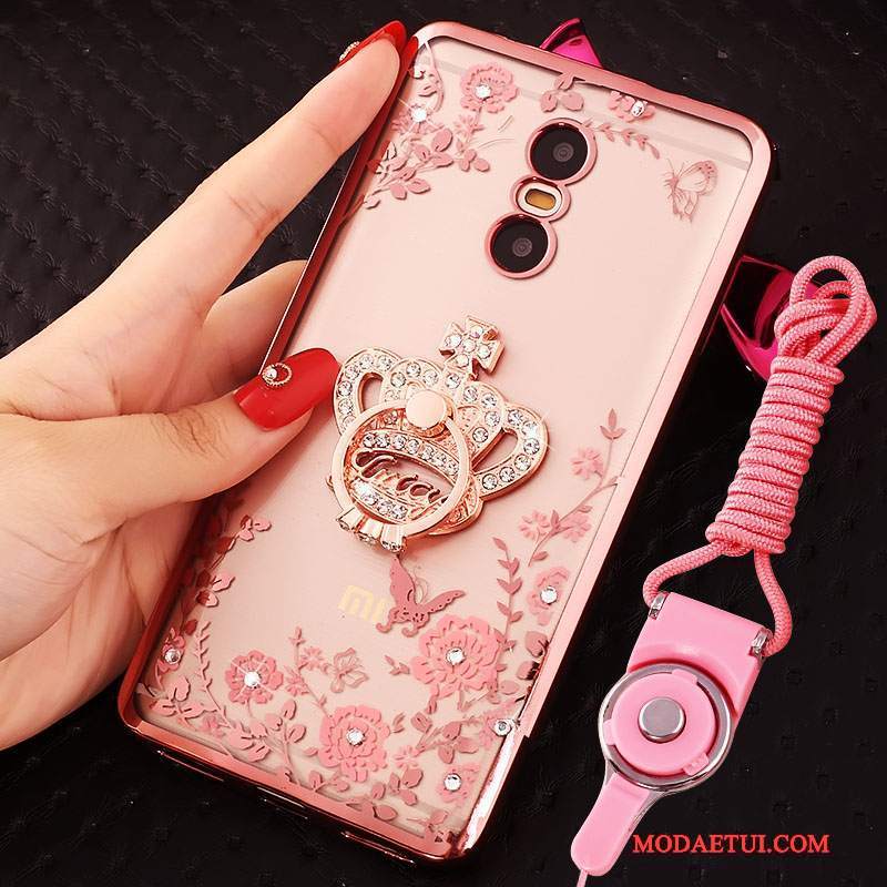 Futerał Redmi Note 4x Rhinestone Wiszące Ozdoby Złoto, Etui Redmi Note 4x Mały Czerwony