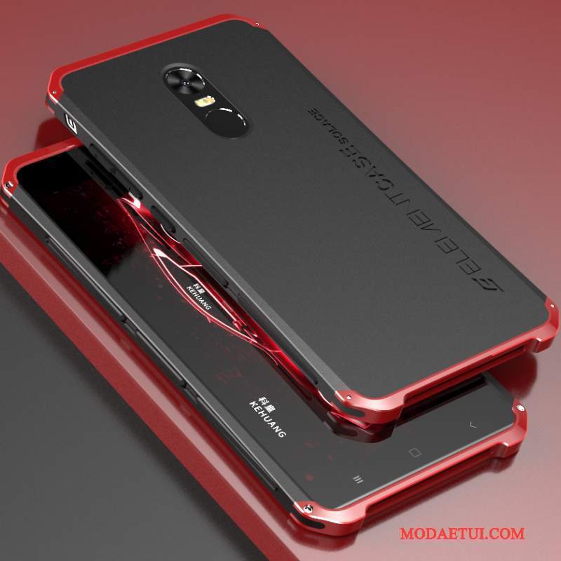 Futerał Redmi Note 4x Silikonowe Trudnona Telefon, Etui Redmi Note 4x Metal Granica Czerwony