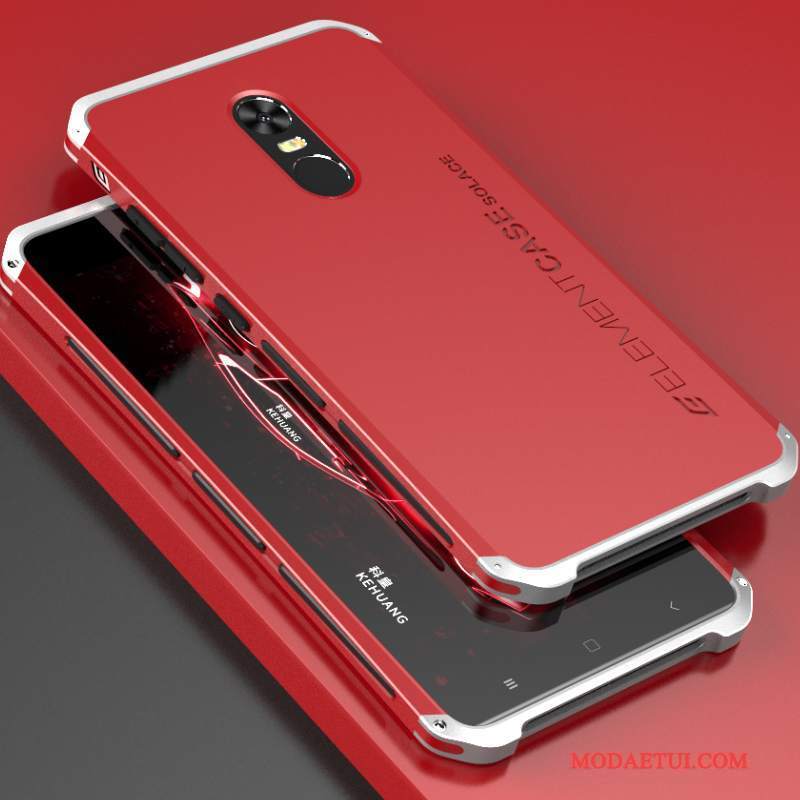 Futerał Redmi Note 4x Silikonowe Trudnona Telefon, Etui Redmi Note 4x Metal Granica Czerwony